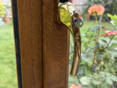 Brass uPVC window handleset fitted in Chichester - After