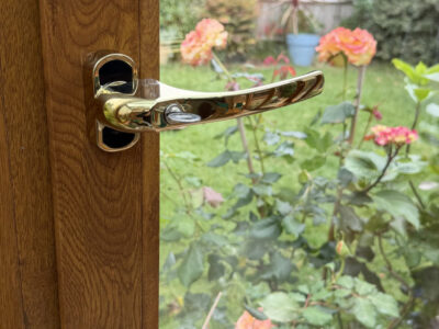 Brass uPVC window handleset fitted in Chichester - After