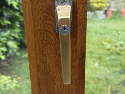 Brass uPVC window handleset fitted in Chichester before
