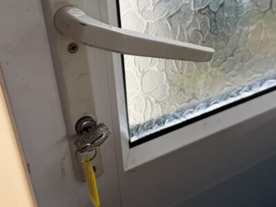 uPVC door handle & gearbox replacement in Rustington - before